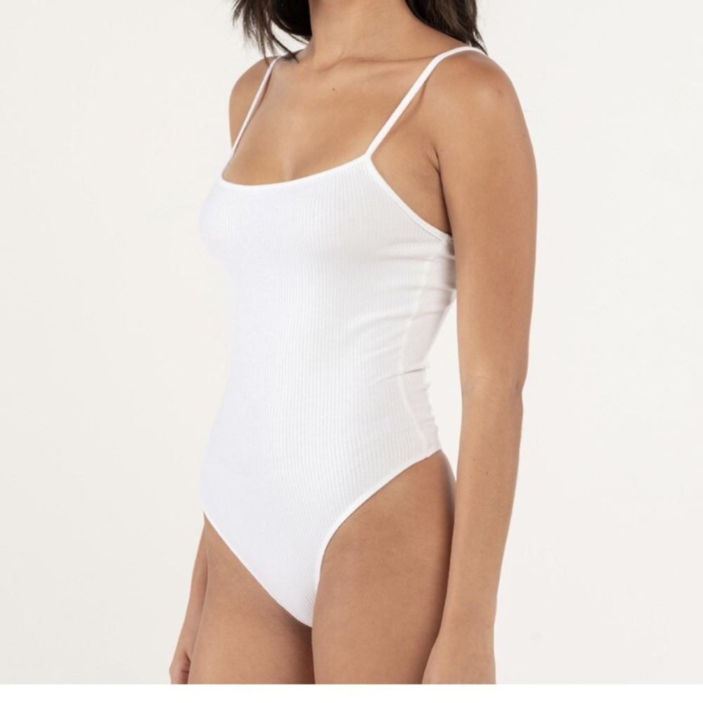 Full Tilt Womens Solid Basic Bodysuit XS White New with Tags Ribbed Snap Closure